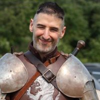 Brian Ogden in knight's armor